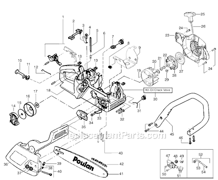 Page A Diagram and Parts List for 1975LE Type 2 Poulan Chainsaw