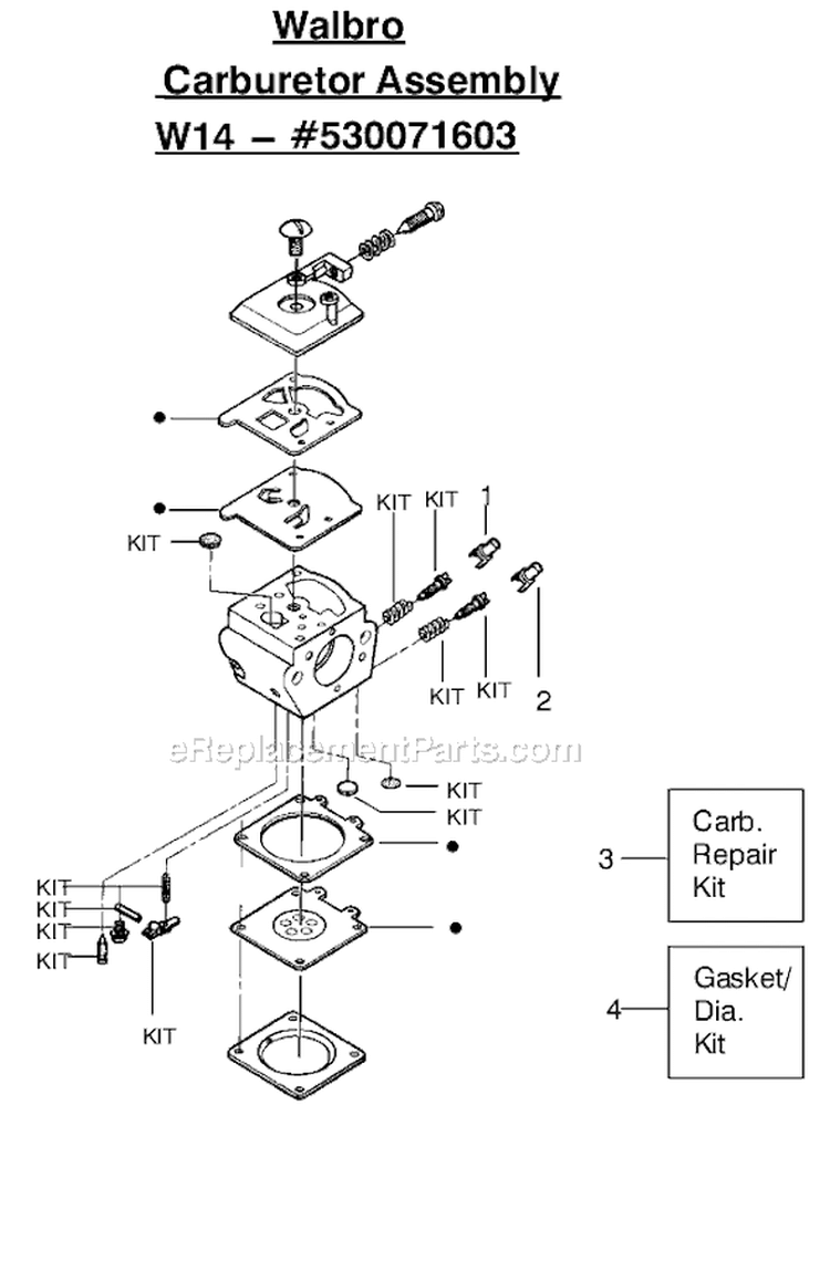 Page C Diagram and Parts List for 1975 Type 4 Poulan Chainsaw
