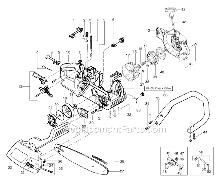 Page A Diagram and Parts List for 1975 Type 6 Poulan Chainsaw