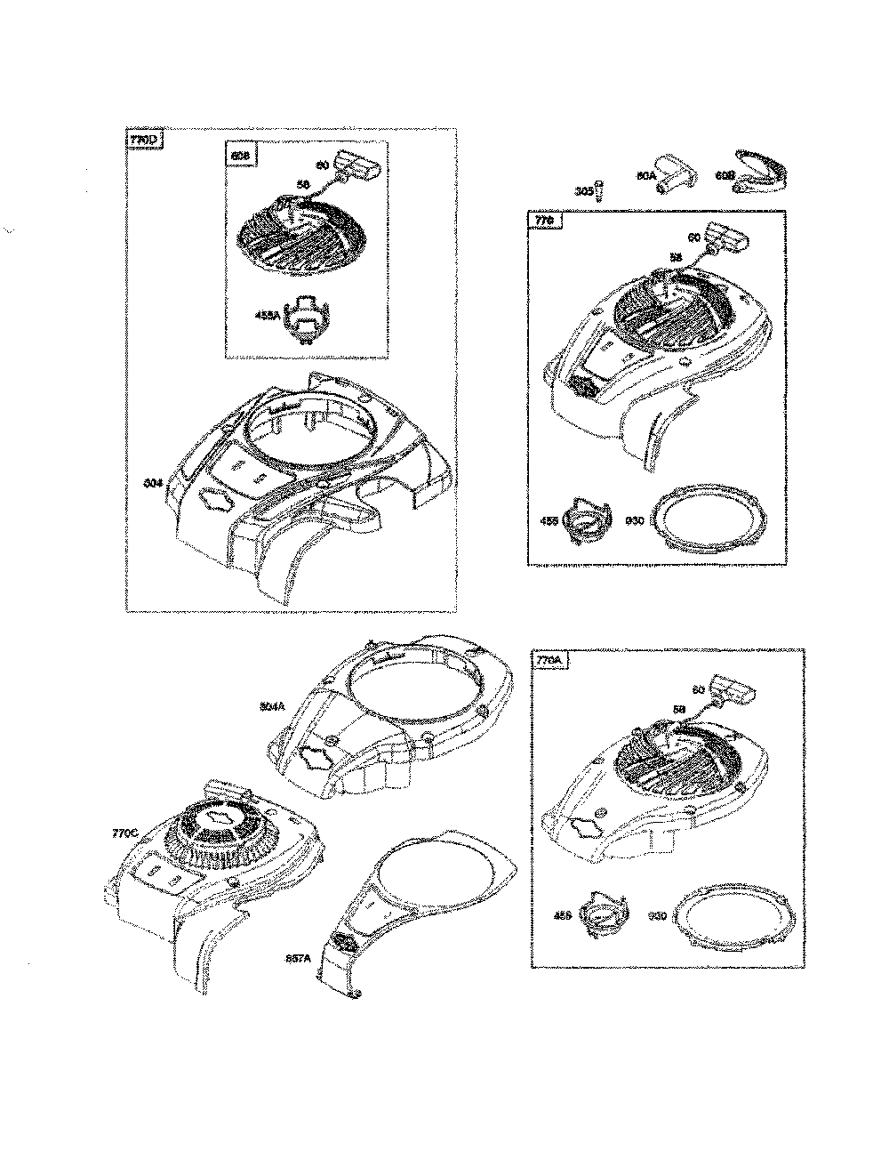 Blower housing/rewind starter Diagram and Parts List for 96112013002  Poulan Lawn Mower
