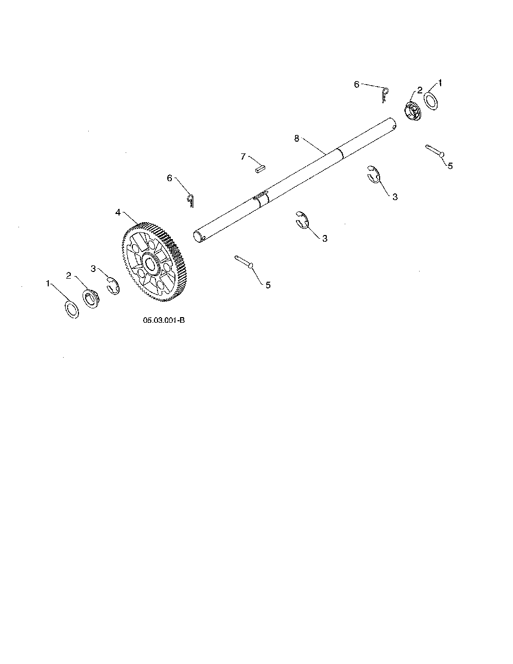 Axle shaft Diagram and Parts List for 96192006702  Poulan Snow Blower