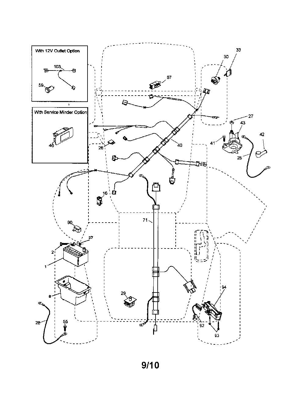 Electrical Diagram and Parts List for 96046001400  Poulan Lawn Tractor