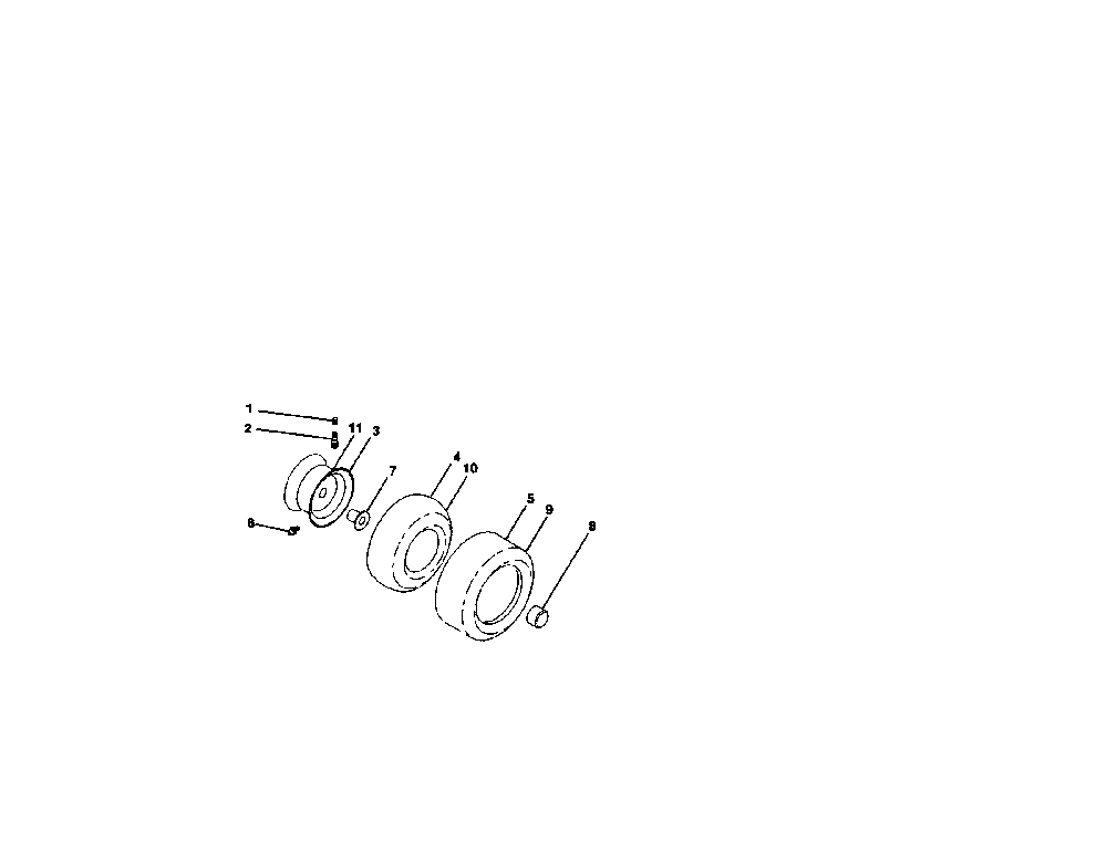 Wheels and tires Diagram and Parts List for 96046001400  Poulan Lawn Tractor