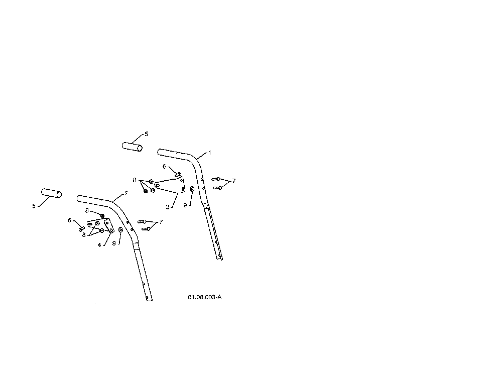 Handles Diagram and Parts List for 96192003701  Poulan Snow Blower