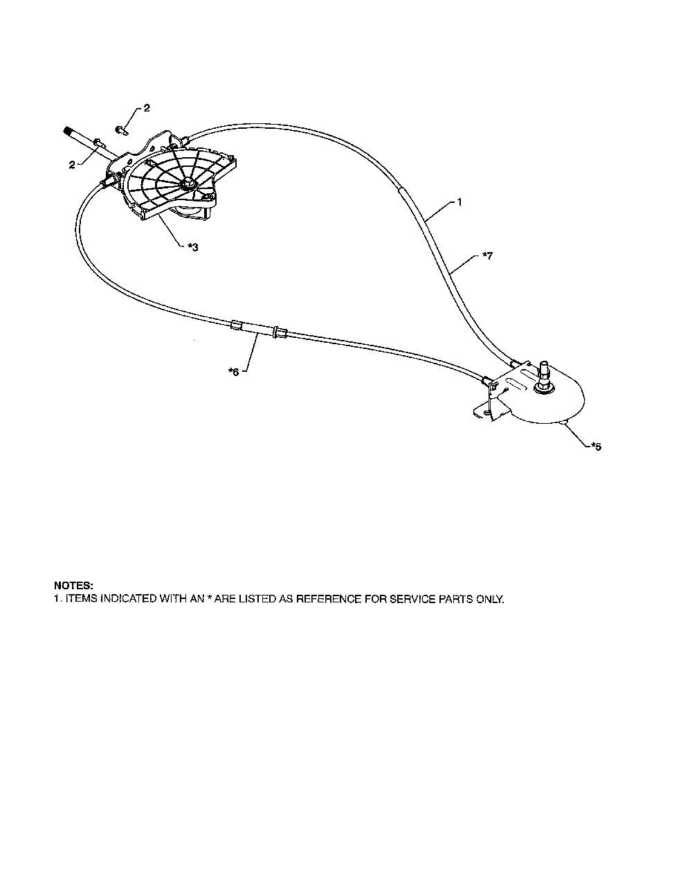 Lever/cable rotator Diagram and Parts List for 96192002901  Poulan Snow Blower