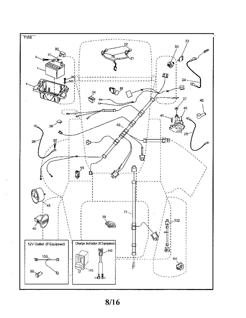 Electrical Diagram and Parts List for PP22KA42-96042019400  Poulan Lawn Tractor