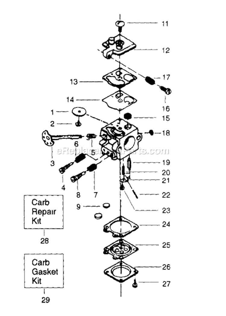 Page D Diagram and Parts List for 2000  Poulan Chainsaw