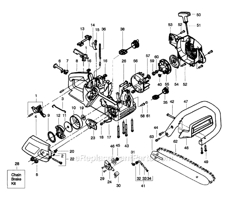Page B Diagram and Parts List for 2025  Poulan Chainsaw