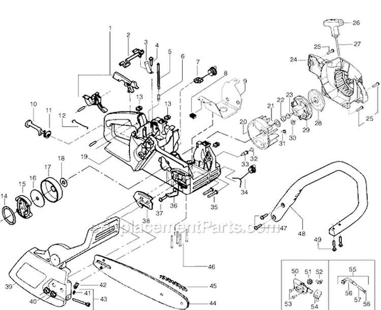 Page A Diagram and Parts List for 2050LE Type 1 Poulan Chainsaw