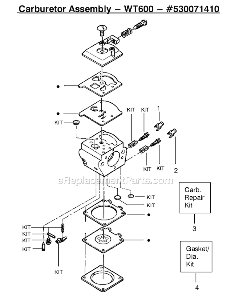 Page C Diagram and Parts List for 2050LE Type 1 Poulan Chainsaw