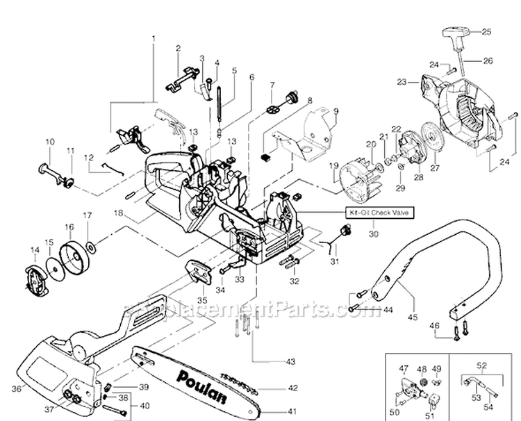 Page A Diagram and Parts List for 2050LE Type 2 Poulan Chainsaw