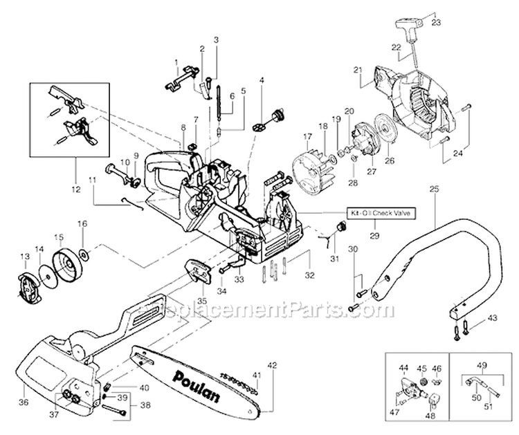 Page A Diagram and Parts List for 2050WT Type 4 Poulan Chainsaw