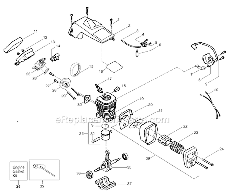 Page B Diagram and Parts List for 2050WT Type 7 Poulan Chainsaw