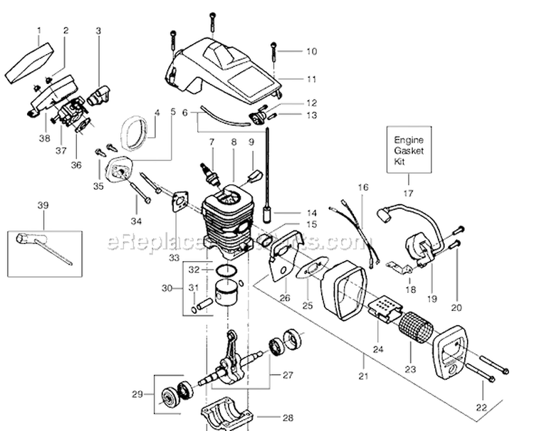 Page B Diagram and Parts List for 2050 Type 1 Poulan Chainsaw