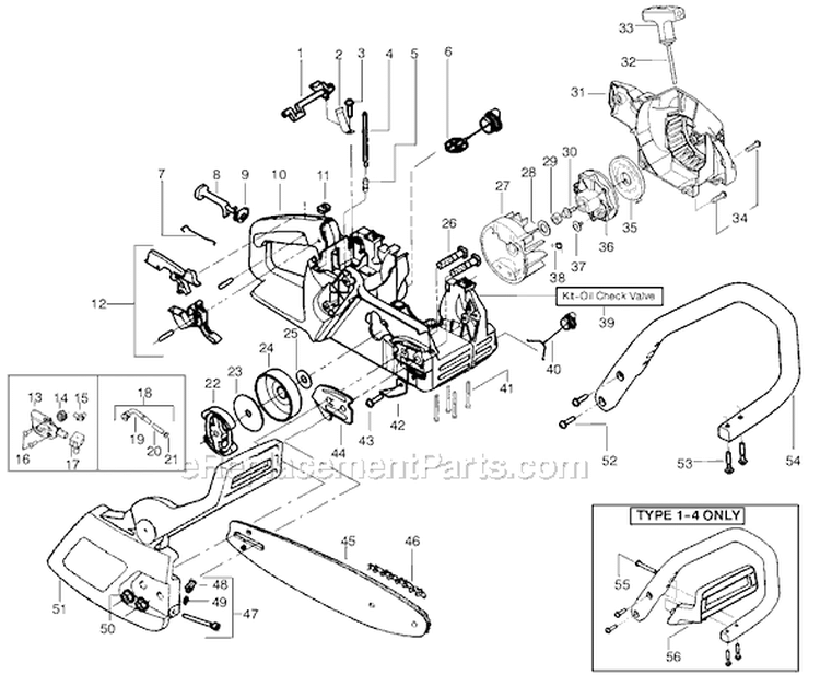 Page A Diagram and Parts List for 2050 Type 6 Poulan Chainsaw