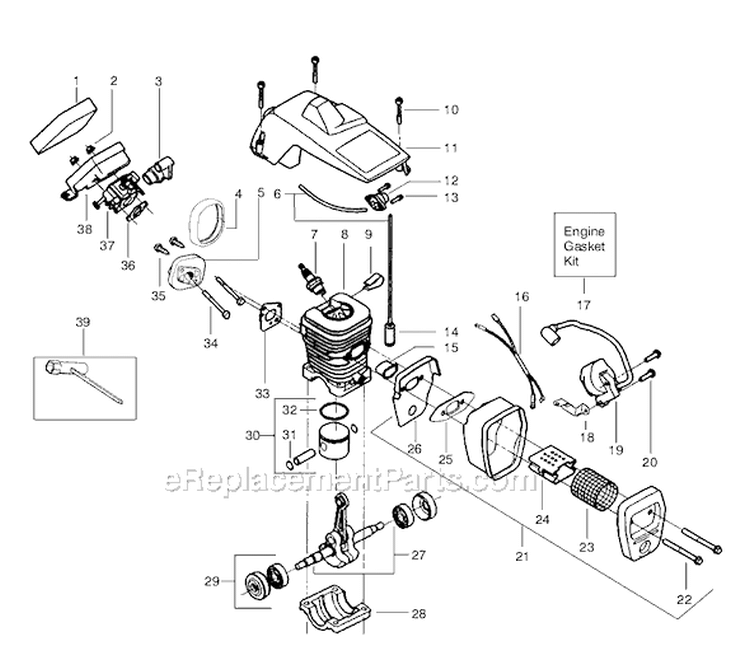 Page B Diagram and Parts List for 2050 Type 6 Poulan Chainsaw