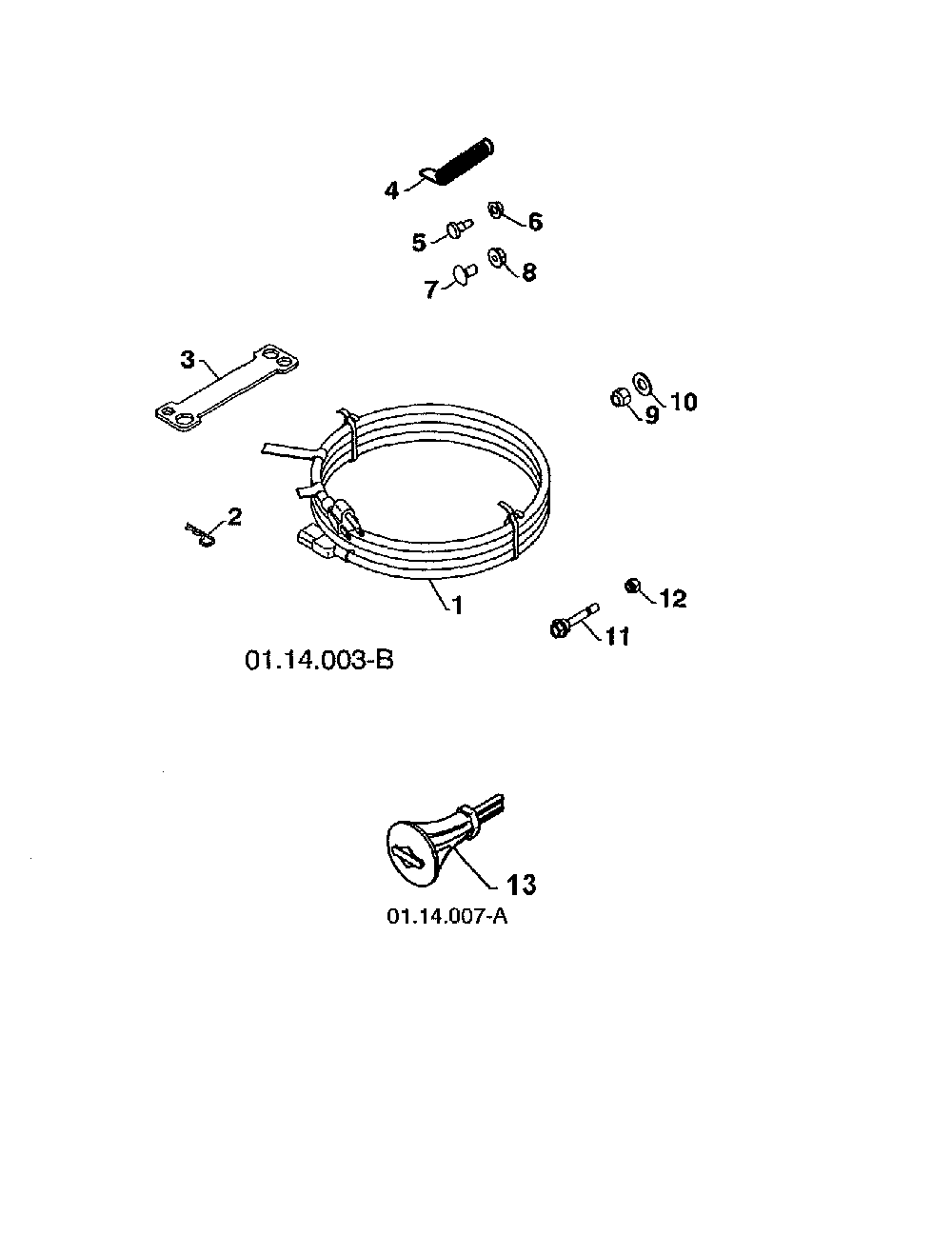 Bag of parts Diagram and Parts List for 12527HVX-96195001800  Poulan Snow Blower