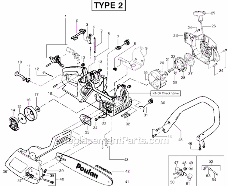 Page A Diagram and Parts List for 2055LE Type 2 Poulan Chainsaw