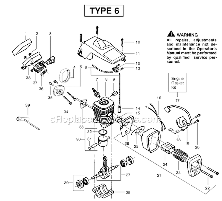 Page B Diagram and Parts List for 2055 Type 6 Poulan Chainsaw