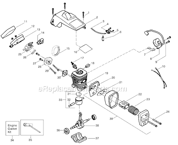 Page B Diagram and Parts List for 2055 Type 7 Poulan Chainsaw