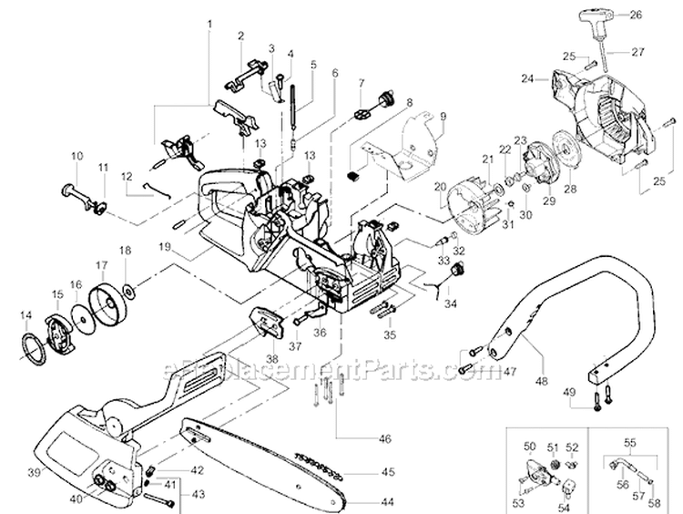 Page A Diagram and Parts List for 2075 LE Gas Chain Saw Poulan Chainsaw
