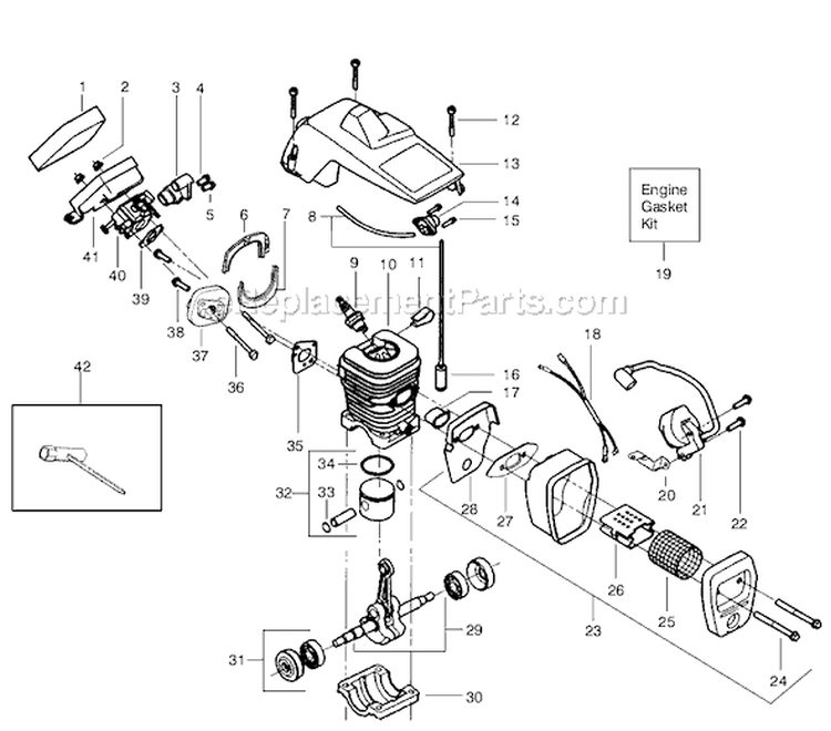 Page B Diagram and Parts List for 2075 Type 1 Poulan Chainsaw