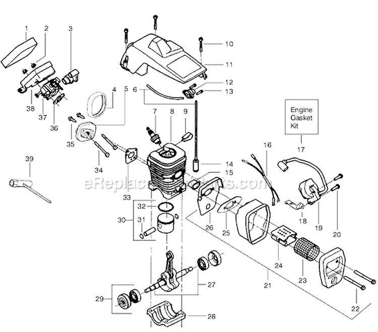 Page B Diagram and Parts List for 2075 Type 5 Poulan Chainsaw