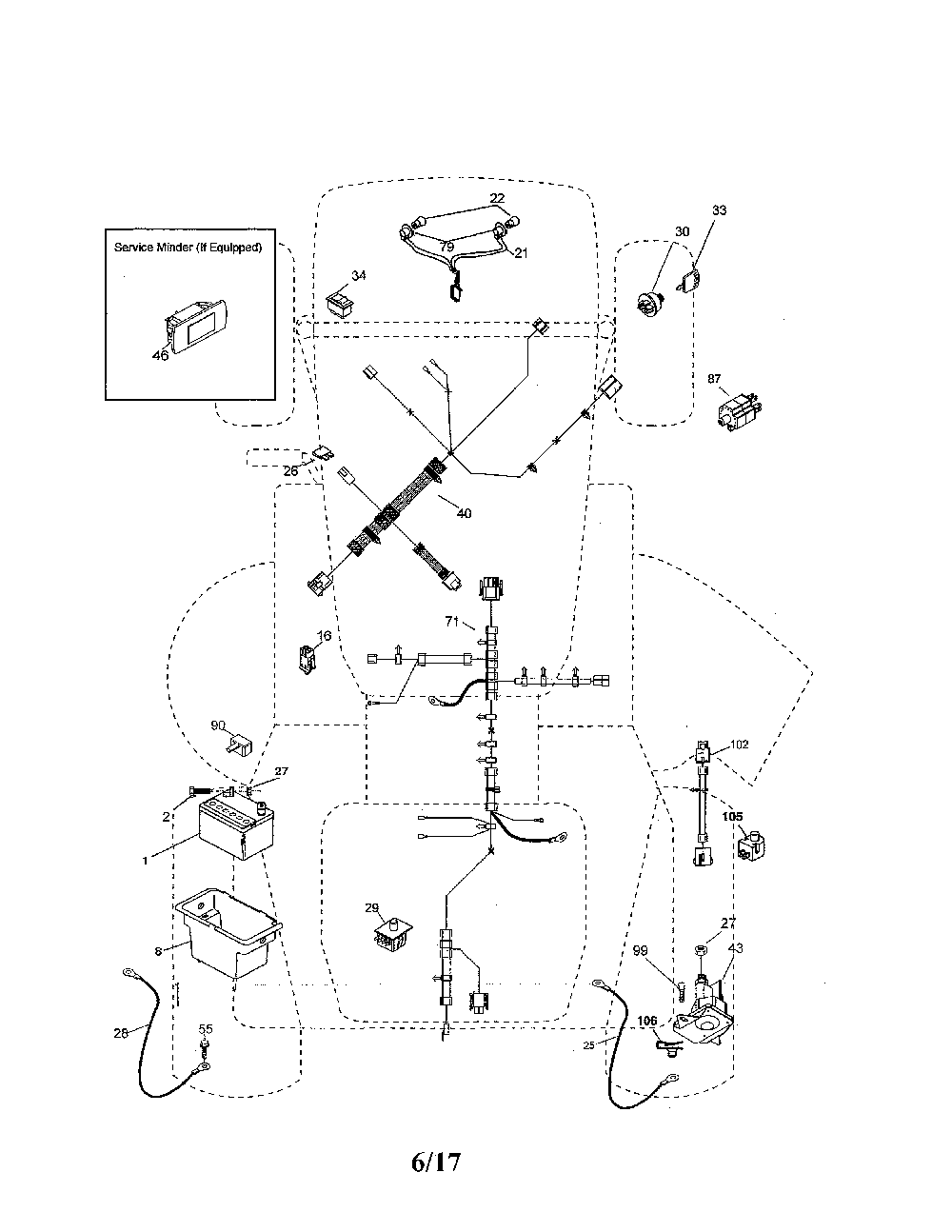 Electrical Diagram and Parts List for 96046007700  Poulan Lawn Tractor