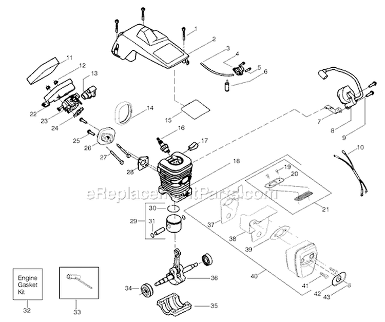 Page B Diagram and Parts List for 2150LE Type 2 Poulan Chainsaw