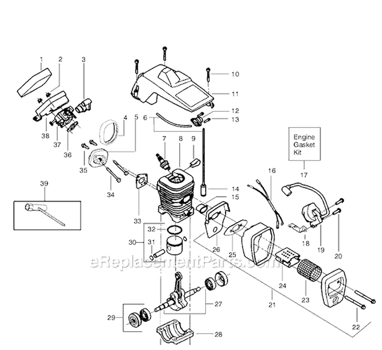 Page B Diagram and Parts List for 2150 Predator Type 4 Poulan Chainsaw