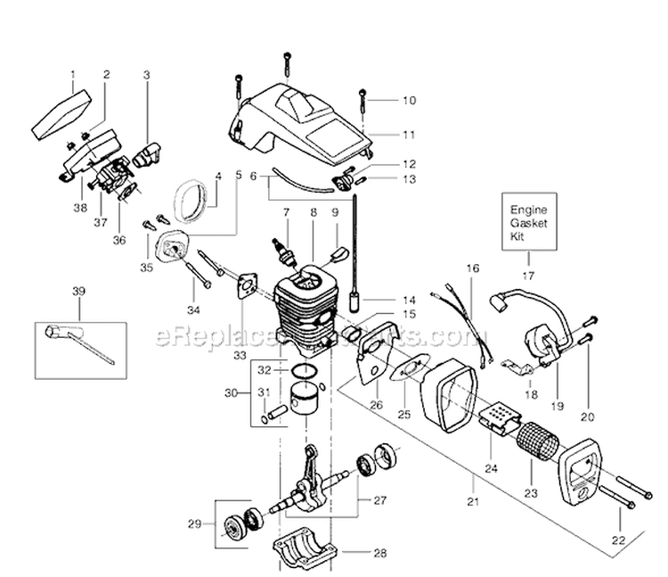 Page B Diagram and Parts List for 2150 Type 6 Poulan Chainsaw