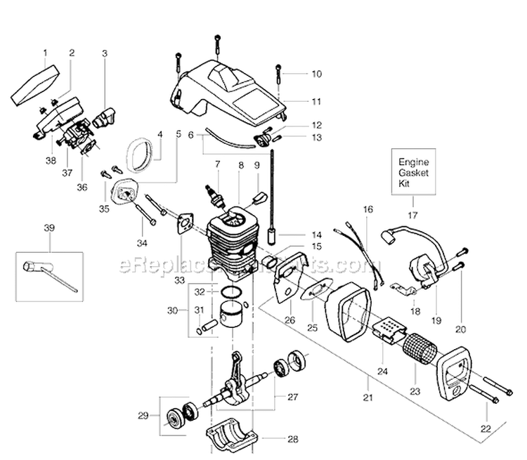 Page B Diagram and Parts List for 2155 Type 5 Poulan Chainsaw