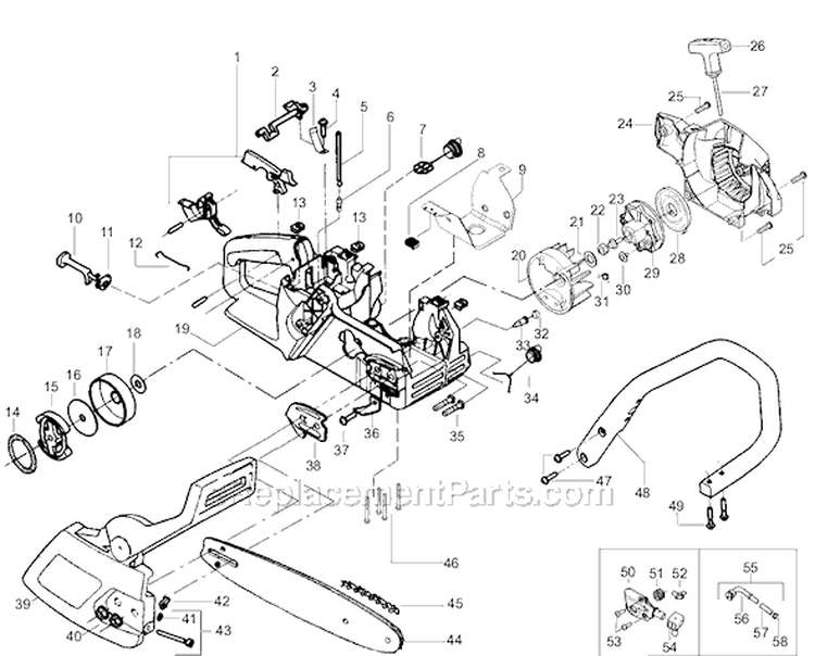 Page A Diagram and Parts List for 2175 LE Poulan Chainsaw