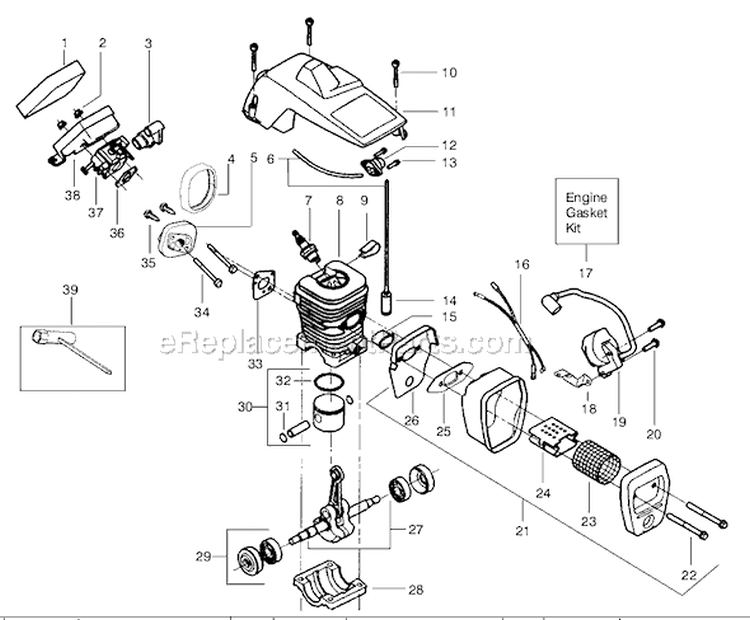 Page B Diagram and Parts List for 2175 Type 5 Poulan Chainsaw