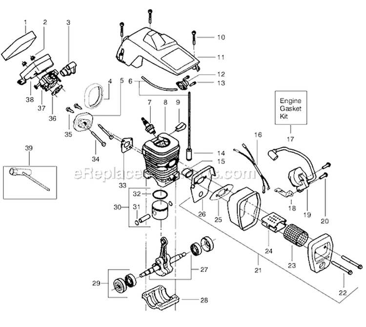 Page B Diagram and Parts List for 2175 Type 6 Poulan Chainsaw