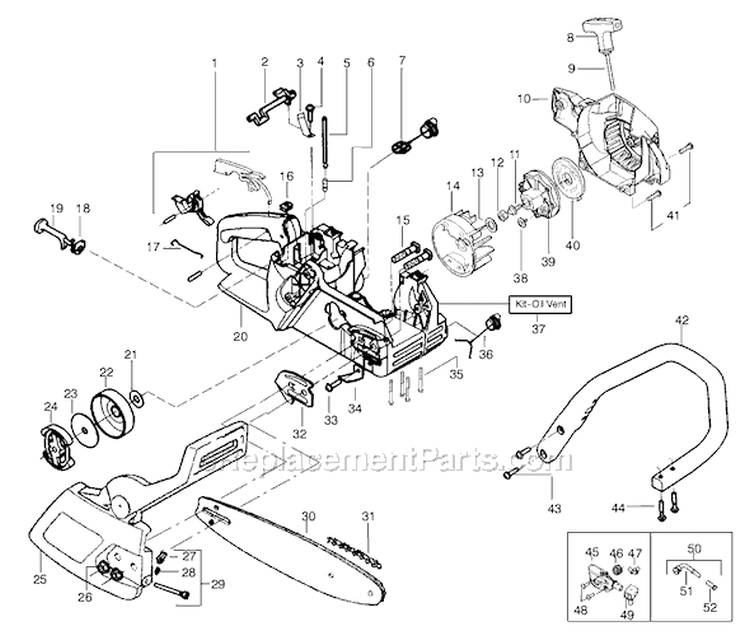 Page A Diagram and Parts List for 2175 Type 7 Poulan Chainsaw