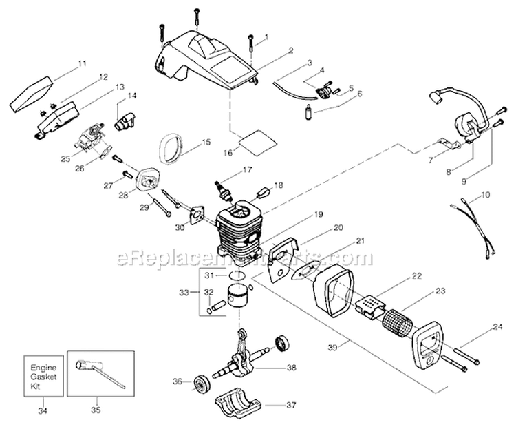 Page B Diagram and Parts List for 2175 Type 7 Poulan Chainsaw