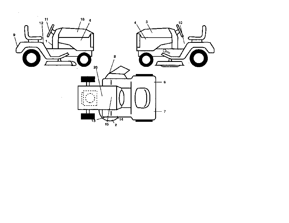 Decals Diagram and Parts List for 96012002001  Poulan Lawn Tractor