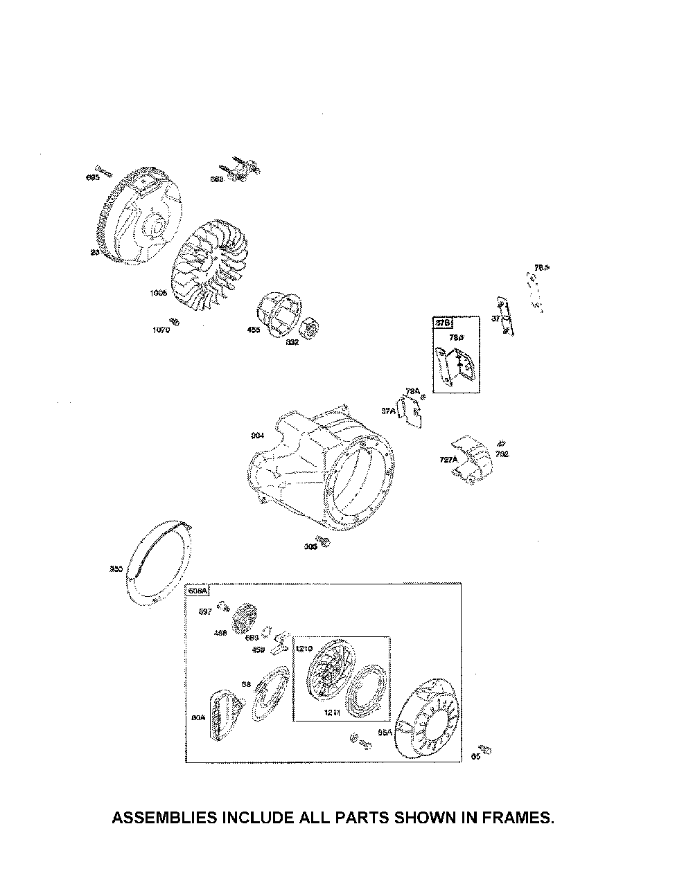Rewind starter/flywheel Diagram and Parts List for 96192008900  Poulan Snow Blower
