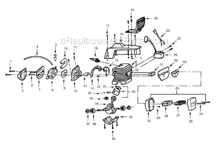 Page C Diagram and Parts List for 2200  Poulan Chainsaw