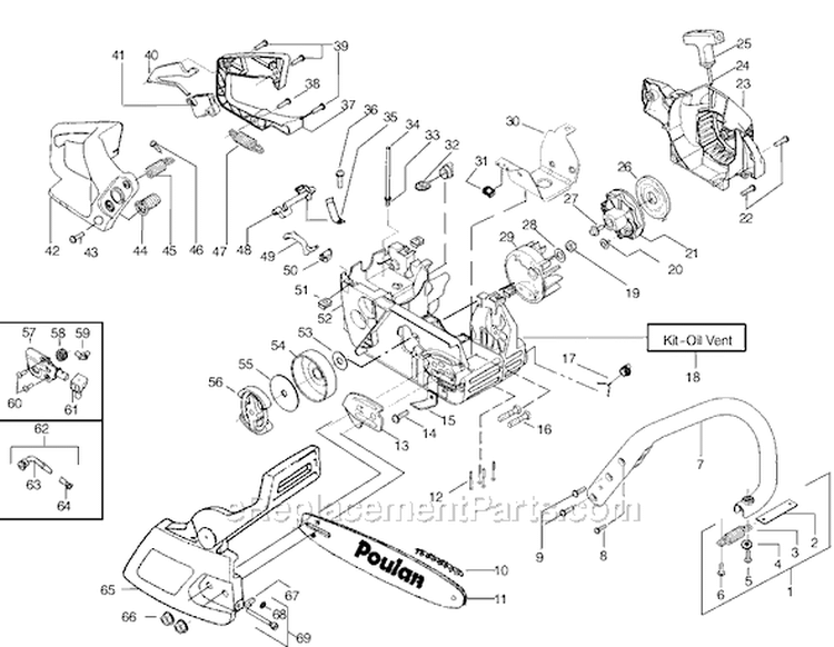 Page A Diagram and Parts List for 2250LE Type 2 Poulan Chainsaw