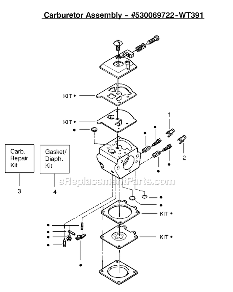 Page C Diagram and Parts List for 2250 Type 1 Poulan Chainsaw