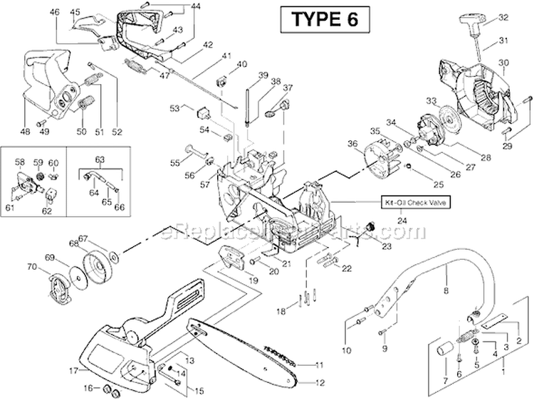 Page A Diagram and Parts List for 2250 Type 6 Poulan Chainsaw