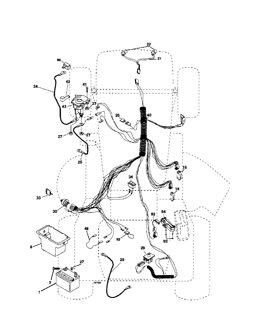 Electrical Diagram and Parts List for 96012006800  Poulan Lawn Tractor
