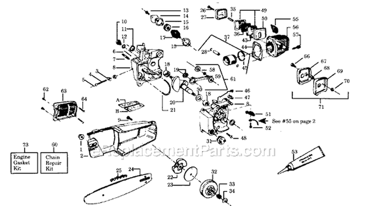 Page A Diagram and Parts List for 2300CVA  Poulan Chainsaw