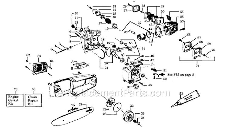 Page A Diagram and Parts List for 2350CVA  Poulan Chainsaw