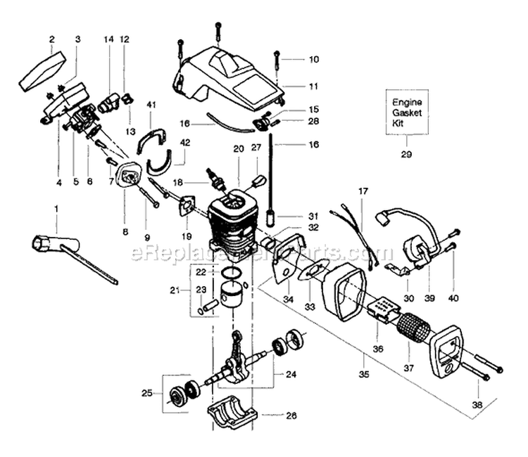 Page A Diagram and Parts List for 2350  Poulan Chainsaw