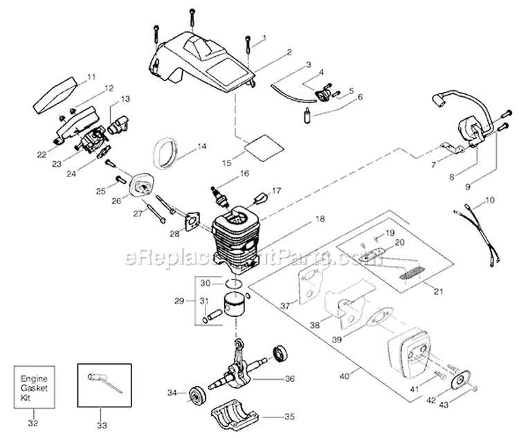 Page B Diagram and Parts List for 2375LE Type 2 Poulan Chainsaw