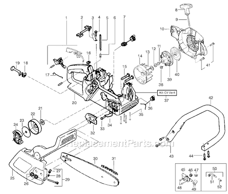 Page A Diagram and Parts List for 2375 Type 7 Poulan Chainsaw