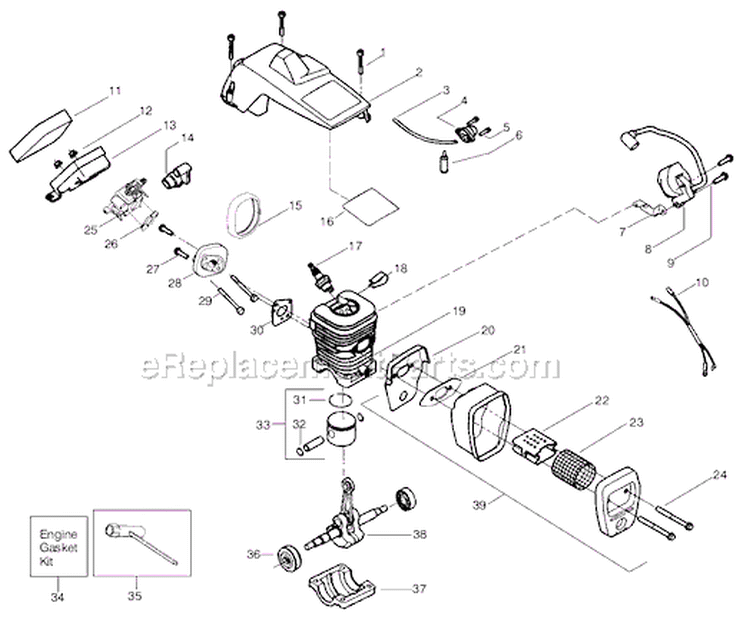 Page B Diagram and Parts List for 2375 Type 7 Poulan Chainsaw